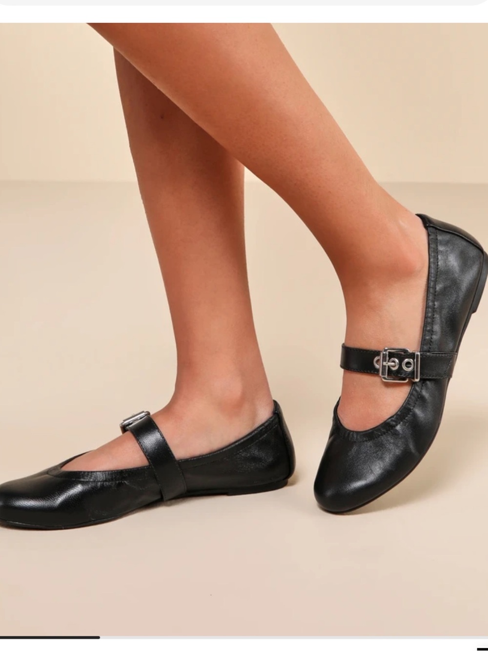 SCHUTZ Calita Napa leather buckle ballet flats, 7.5